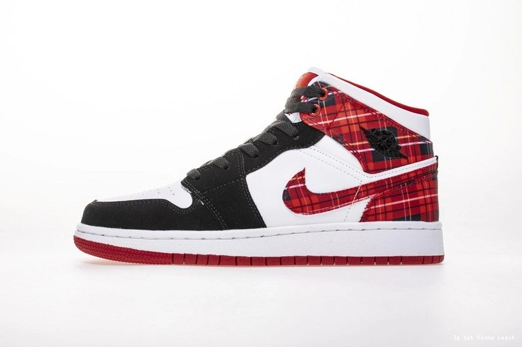 (GS) Mid 554725-607  Plaid 1 White Jordan 0317